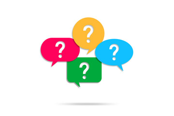Question mark design with multi colored speech bubbles