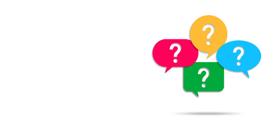 Question mark design with multi colored speech bubbles