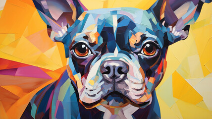 Portrait of a dog with paints