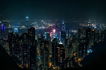 Mesmerizing cityscape view of Hong Kong, China at night
