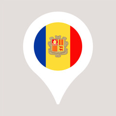 andorra pin location flag. vector illustration national flag isolated on light background