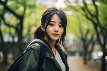 Fototapeta premium Pretty women female portrait happy smile lifestyle outdoor asian person young beauty