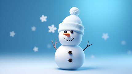 Fototapeta premium 3d render of snowman, ai generated 