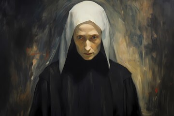 nuns, illustrations of monastic life in the church, religious painting