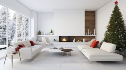 Modern living room with christmas decoration
