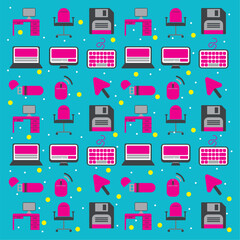 Office icons seamless pattern background Vector