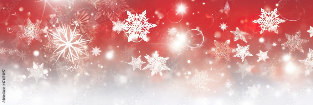 Wall mural red christmas background with snowflakes