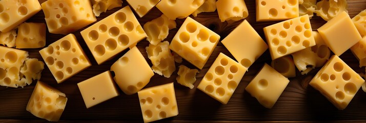 cheese pieces, top view