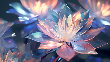 Iridescent crystal flowers,Generative AI