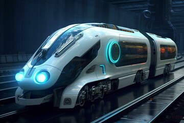 Futuristic locomotive with a technological twist. Generative AI