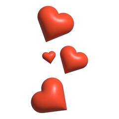 red hearts isolated on white