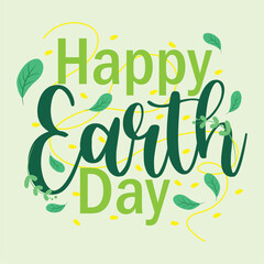 Naklejka premium Happy earth day lettering poster Vector