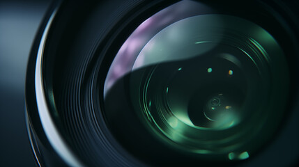 Photo video camera lens in closeup macro
