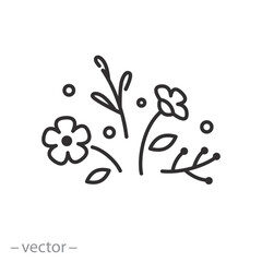 Obraz na płótnie Canvas wildflowers icon, seasonal flowers, floral branch, thin line symbol - editable stroke vector illustration