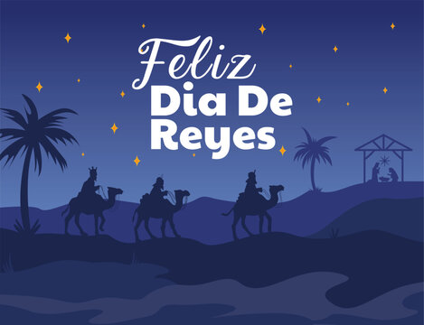 Feliz Dia de Reyes illustration flat silhouette background design