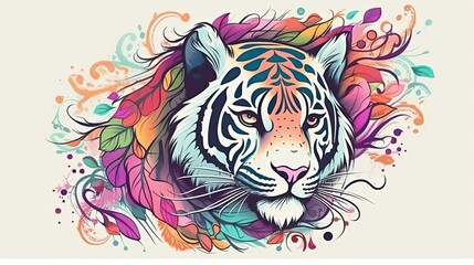 anime style tiger, colorful tiger, anime tiger character