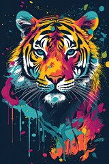anime style tiger, colorful tiger, anime tiger character