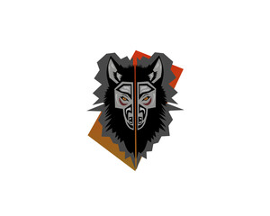 Fire wolf logo, the mysterious wolf face logo shows strength, courage and passion, a suitable logo in sports, adventure or entertainment.