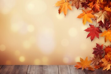 Naklejka na ściany i meble autumn background with leaves, generative ai