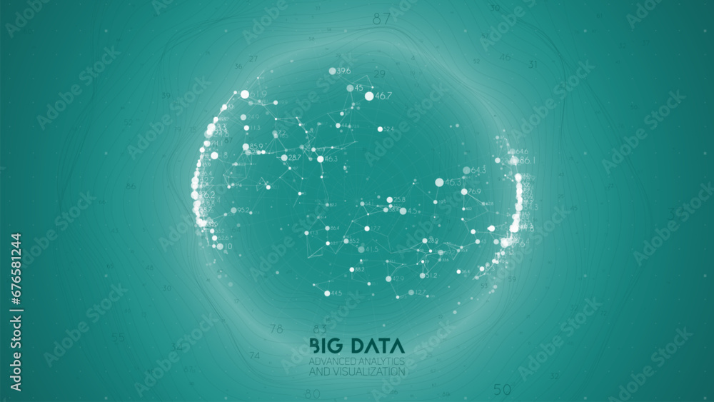 Poster Big data visualization. Futuristic infographic. Information aesthetic design. Visual data complexity. Complex data threads graphic visualization. Abstract data graph.