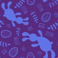Easter animals seamless rabbit and eggs pattern for wrapping paper and fabrics and linens and kids clothes print