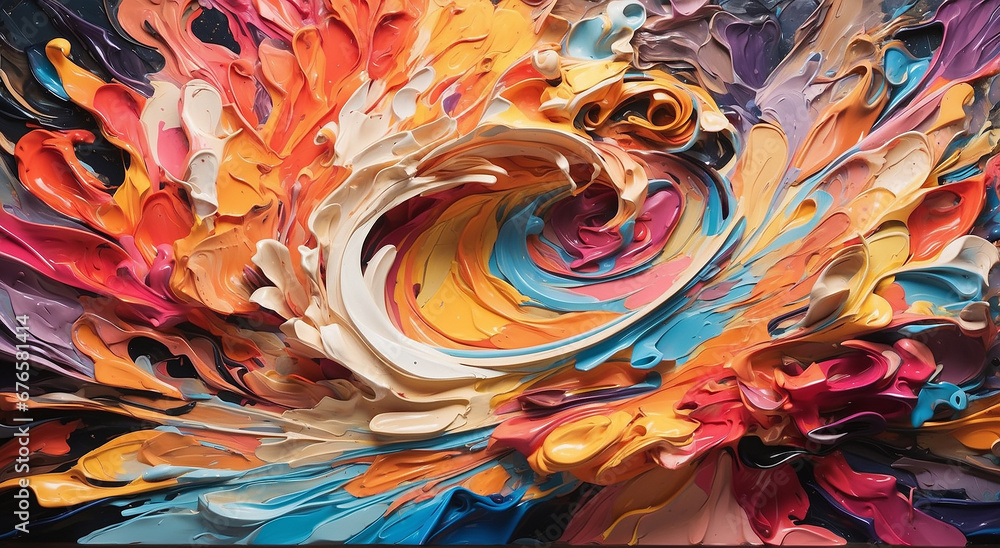 Poster a vibrant explosion of colors, swirling and blending in an abstract masterpiece - ai generative