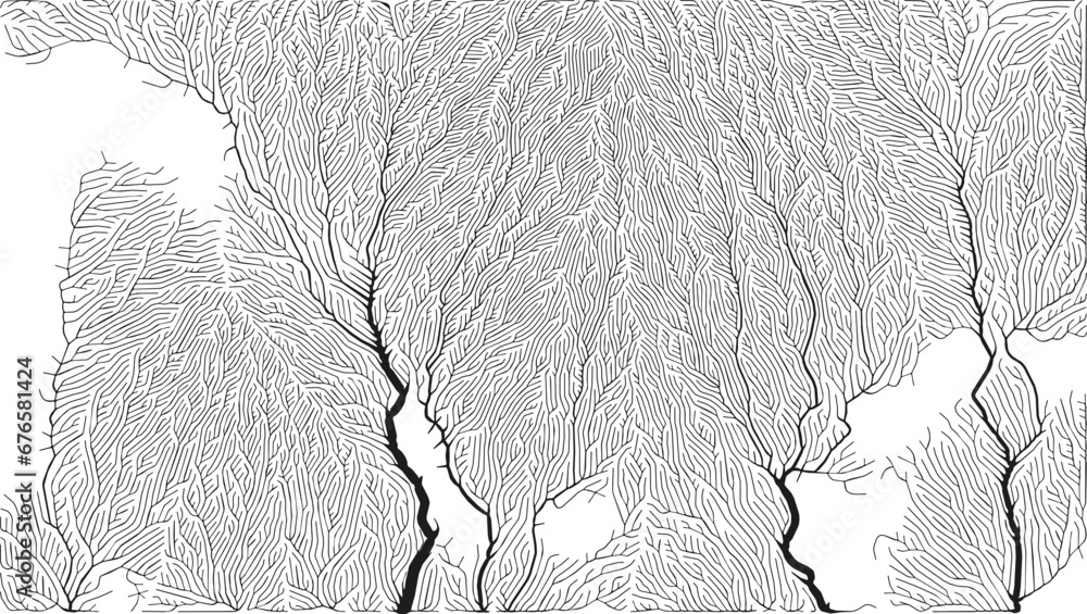 Poster growth pattern. generative branching structure. organic net of vessels texture.
