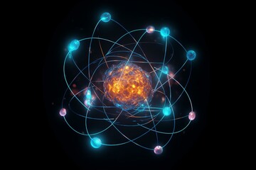 Atom illustration. Generative AI