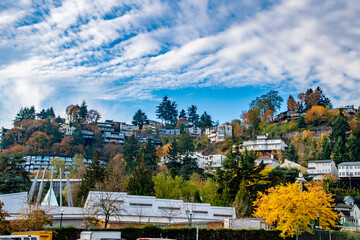 Houses Sitting High on West Hills of Portland, OR in Fall