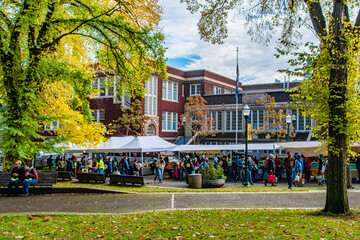 Market in Downtown Portland, OR During Fall