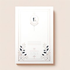 Sophisticated and clean wedding invitation card with a silhouette of a groom and botanical illustrations