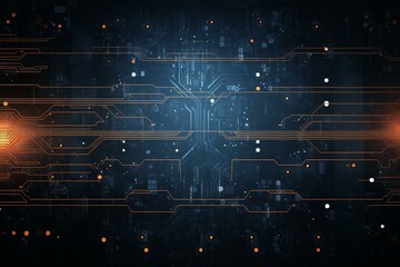 Abstract grunge futuristic cyber technology background with sci-fi circuit design on old grungy surface. Futuristic technology design and cyber punk backdrop. Generative AI
