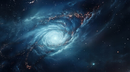 Naklejka na ściany i meble A view from space to a spiral galaxy and stars. Universe filled with stars, nebula and galaxy