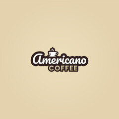 Americano coffee logo or Americano coffee label vector isolated in flat style. Best Americano coffee logo vector for product packaging design element. Americano coffee label vector for product.