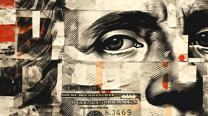 currency dollar collage art - Powered by Adobe