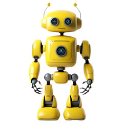 Cute Yellow Robot Isolated on Transparent Background