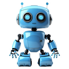 Small Blue Robot Isolated on Transparent Background