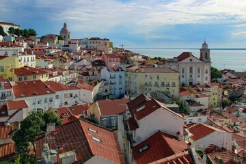 Aerial view of the beautiful architecture of Lisbon, the capital city of Portugal
