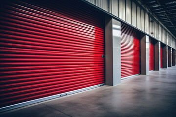 Roller door or roller shutter inside factory, warehouse or industrial building