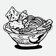 eyecatching chicken noodle or "mie ayam" logo in vector format editable
