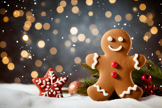 Christmas background with Gingerbread man