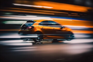Fototapeta premium Car in motion, long exposure trail