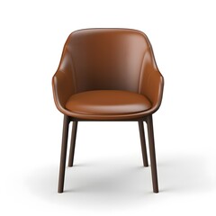 Brown chair on white background, modern furniture