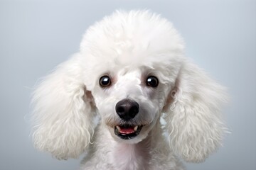 Portrait of poodle on white background