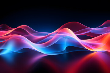 Big neon speaking sound sine wave background - obrazy, fototapety, plakaty