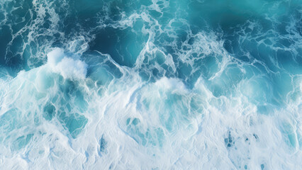 Fototapeta na wymiar Breath of the Winds: Turquoise Sea and Azure Waves, Top View