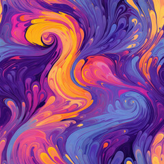 Vibrantly painted acrylic brushstrokes create a colorful, abstract swirl design