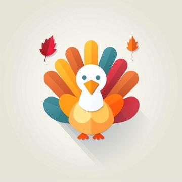 Thanksgiving-inspired flat turkey icon