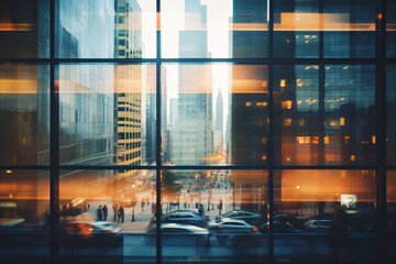 City vibe, skyscrapers, glass and reflections background 