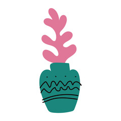 Isolated leaf in a pot Flat design Vector